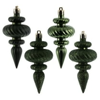 Vickerman 4" Moss Green 4-Finish Finial Ornament, 8 per Box