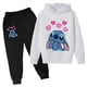 thumbnail image 3 of Sudaderas con capucha de Stitch lindas, ropa para niñas, conjuntos de ropa para niños, camisetas y pantalones para niñas, trajes de 2 piezas, conjunto de chándal para niños, 3 of 5