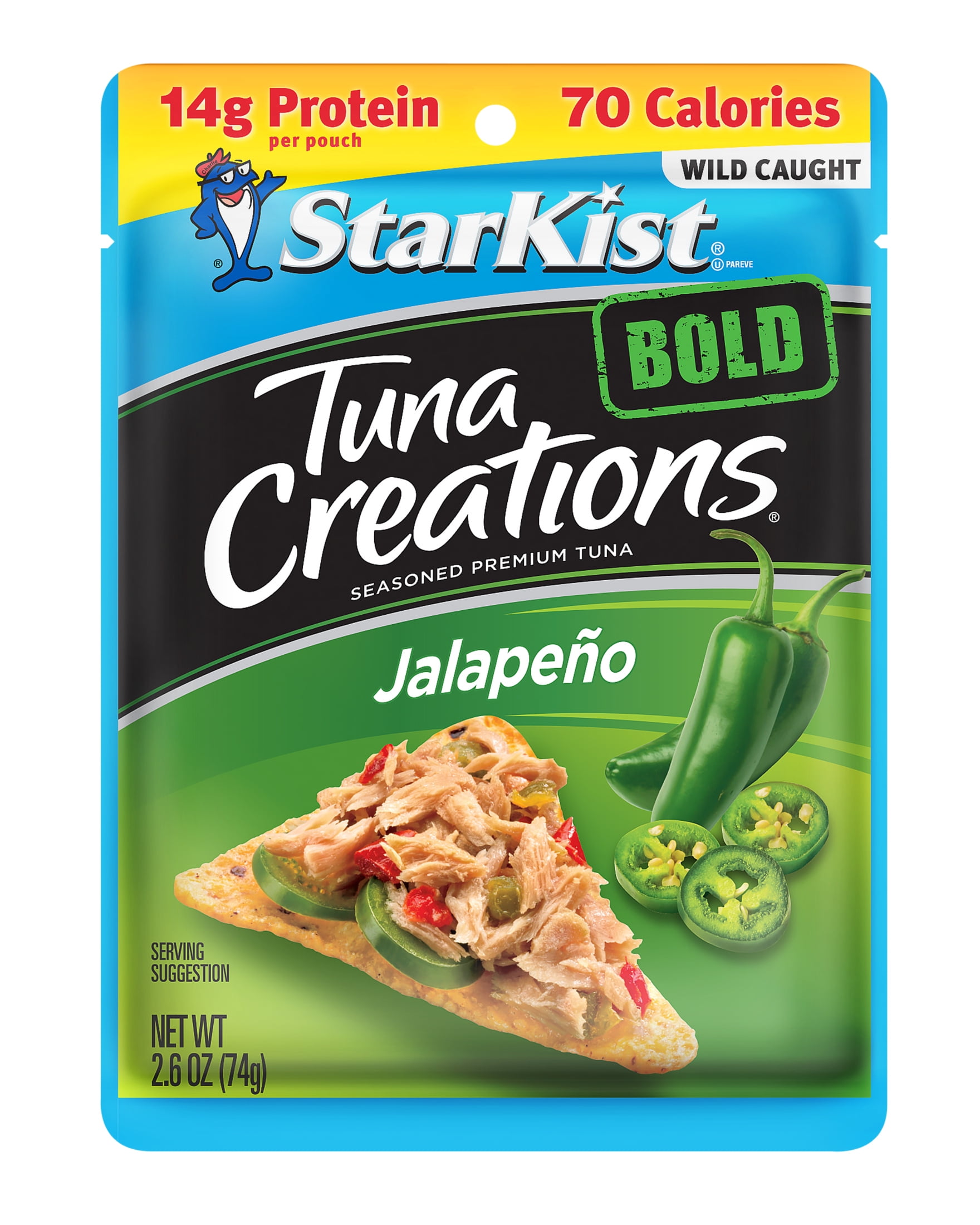 (6 pack) StarKist Tuna Creations BOLD Jalapeno, Wild Caught, 14g Protein, 2.6 oz Pouch