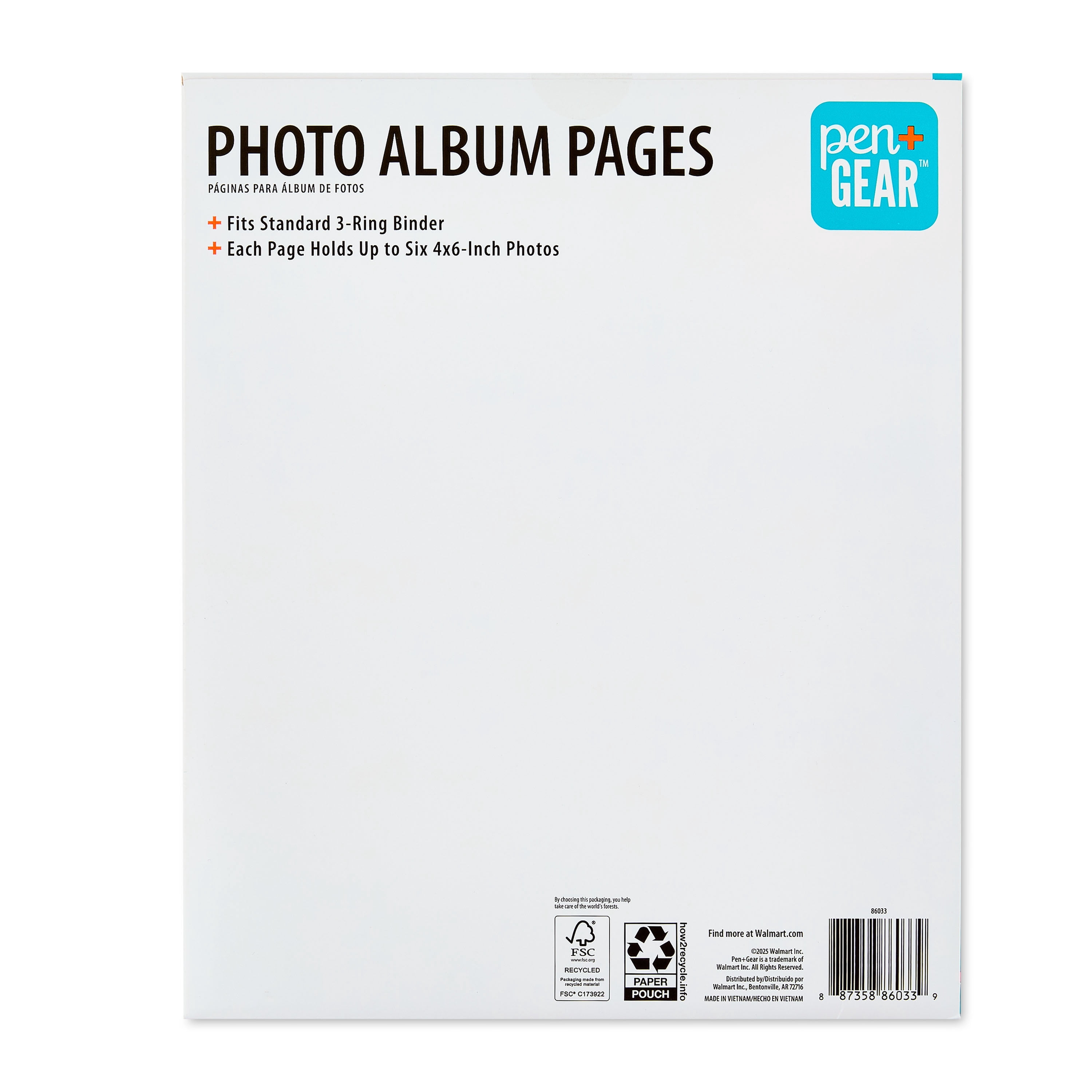 Pen+Gear Photo Album Pages, 10 Count, Holds 4" x 6" Photos, Clear Plastic Sheets