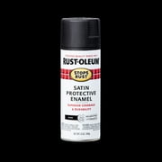 Black, Rust-Oleum Stops Rust Satin Protective Enamel Spray Paint-7777830, 12 oz