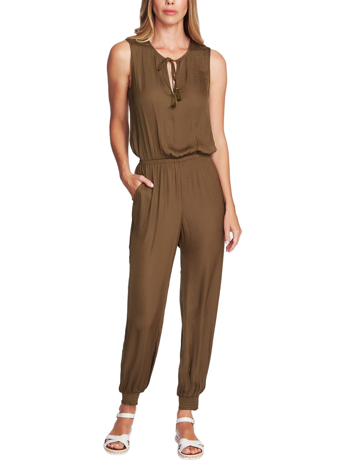 Vince Camuto Womens Tie Neck Ruched Jumpsuit Vince Camuto Womens Tie Neck Ruched Jumpsuit