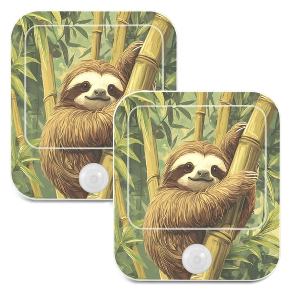 WOBOGO Lazy Sloth Night Light Lamp with Smart Sensor Dusk to Dawn Sensor 0.6W Plug-in 2-Pack