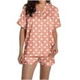 thumbnail image 5 of Posijego Women's Pajama Sets Short Sleeve Button down Shirts Polka Dot Print Shorts Pj Sets Loungewear, 5 of 7