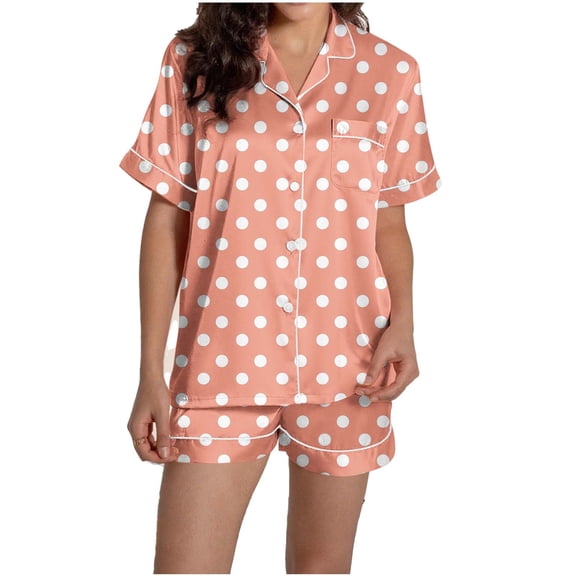 Maplenight Womens Pajama Sets 2 Piece Print Button Down Short Sleeve PJ Set Summer Sleepwear Loungewear