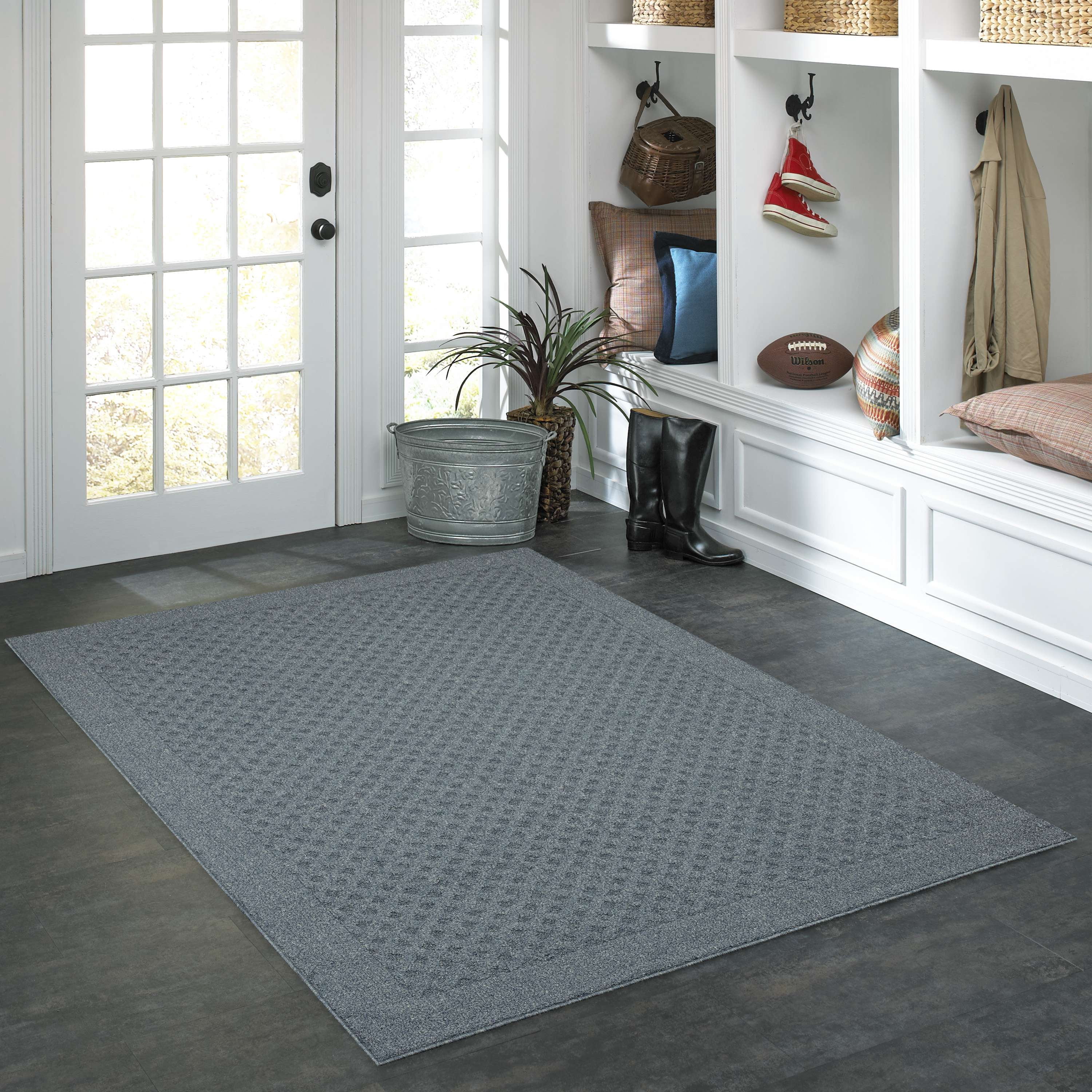 Mainstays Dylan Solid Diamond Olefin Navy Blue Indoor Area Rug, 4' x 5'4"