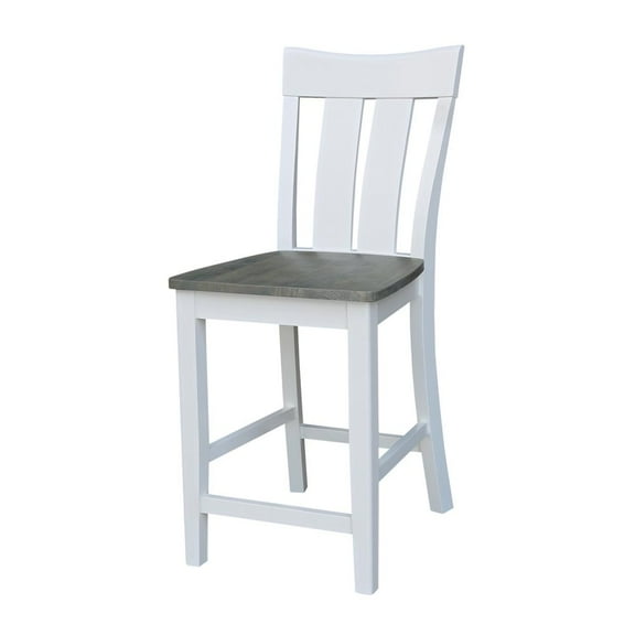 Ava Solid Wood Counterheight Stool - in White/Heather Gray