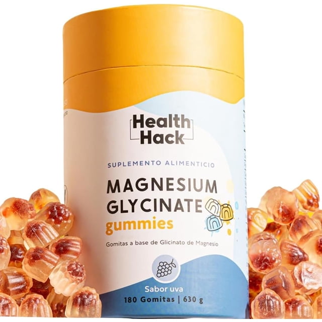 Gomitas de Glicinato de Magnesio Health Hack Sabor Uva Sin Azúcar 180 Gomitas