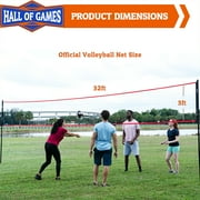 32-ft Outdoor Volleyball Net and Carrying Bag Set with Adjustable Steel Poles and Official Size Ball, Perfect for Parties by Hall of Games