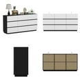 thumbnail image 5 of KULAGAGA Modern Chest of Drawer,63" Wide 9 Drawers Dresser for Living Room Bedroom, White & Black, 5 of 7