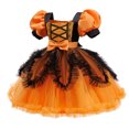 thumbnail image 6 of Mnyotv Irregular Mesh Dresses for Girl Halloween Outfits Puff Sleeve Dress Witch Hats and Pumpkin Buckets Size 9-10Y, 6 of 7