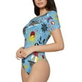 thumbnail image 2 of Gaeub Pirate Marine Animals Women'S Short Sleeve One Piece Swimsuit Sexy High-Waisted Bodysuit For Swimming, Beach, Sports - Medium, 2 of 9