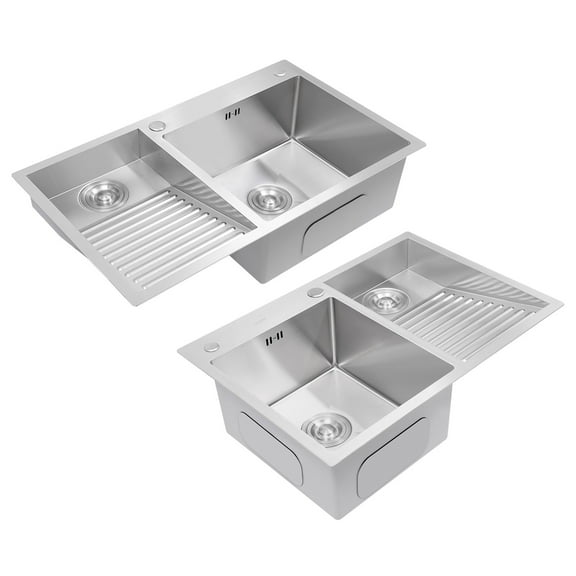 Dwellnix Modern Laundry Sink, Double Basin with Washboard Basin, 304 Stainless Steel, Anti-Overflow Design for Kitchens, Laundry Rooms & Utility Spaces