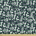 thumbnail image 2 of Flower Fabric by the Yard Upholstery, Foliage Leaf Silhouette Pattern on Dark Background Blossoming Nature Design, Decorative Fabric for DIY and Home Accents, Dark Blue and White by Ambesonne, 2 of 5