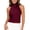 Red, variant on Turtleneck Cropped Tank Tops for Women Satin Backless Loose Fit Sleeveless T Shirts Elegant Solid Halter Tees Tops Shirts Beige M
