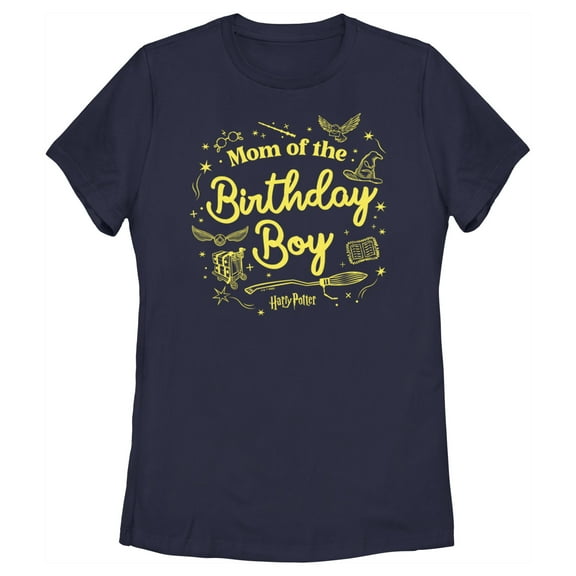 Women's Harry Potter Birthday Boy Mom  Graphic Tee Navy Blue X Large