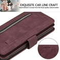thumbnail image 5 of Wallet Case for iPhone SE(5G) 2022 iPhone 7 iPhone 8 iPhone SE 2020, Retro Matte 9 Card Holder Slots Zipper Pocket PU Leather Magnetic Closure Kickstand with Wrist Strap Flip Case-Wine Red, 5 of 15