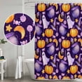 thumbnail image 4 of Polyester Fabric Halloween Shower Curtain, Purple Orange Ghost Candy Stars Pumpkin Waterproof Bathtub Curtain Bathroom Decor Set with Hooks 36 x 78 Inches, 4 of 6