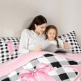 thumbnail image 4 of Manfei Simple Square Checkered Full Size Comforter Sets,Personalized Letter K Gifts Bedding Comforter Set,Pink Reversible,3 Pieces,1 Comforter and 2 Pillowcases, 4 of 7