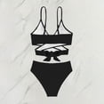 thumbnail image 3 of UTSJKR Women's Solid Color Loose Fit Two Piece Bikini, Wire Free Casual Bathing Suit, Summer Pool Side Basic Swimwear Black XL, 3 of 5