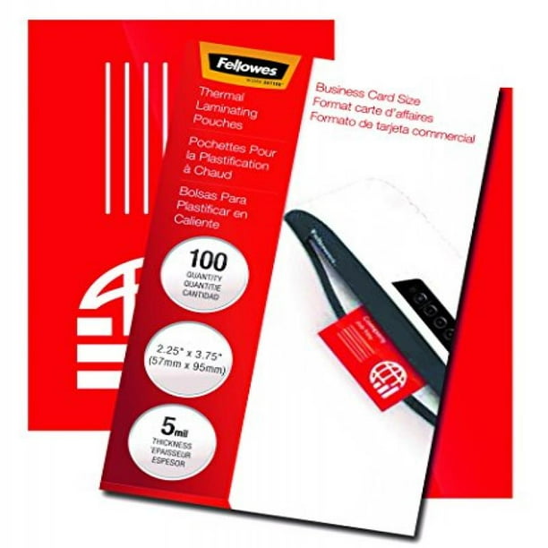 Fellowes Laminating Pouches, Thermal, Business Card Size, 5 Mil, 100