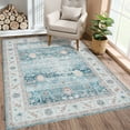 thumbnail image 7 of ZACOO 4' x 6' Persian Vintage Rug for Living Room Bedroom Washable Rug Indoor Print Floor Cover Low Pile Non-Slip Thin Chenille Rug, Light Green, 7 of 7