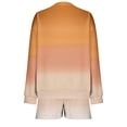 thumbnail image 6 of BXINGOHAI Womens Gradient 2 Piece Sets Thin Fleece Long Sleeved Sweatsuit Round Neck Sweatshirts and Sweat Shorts Casual Fall Winter Outfits Today Sales Orange,L, 6 of 6