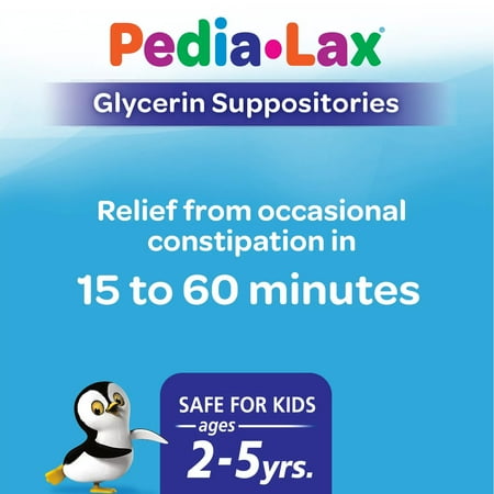 Pedia-Lax Laxative Glycerin Suppositories for Kids, Ages 2-5, 12 Count