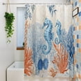 thumbnail image 2 of Shower Curtains for Bathroom-60"x72",Blue Ocean Seahorses Waterproof Bath Curtain Grommet Shower Curtain Set with Hooks, 2 of 9