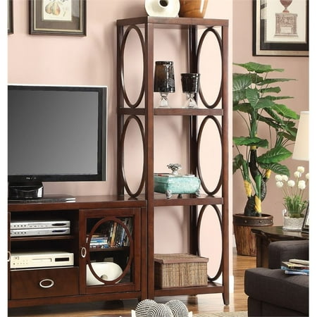 City Chic Pier Cabinet - Furniture of America Glossen Circular Accent Pier Cabinet in Cherry