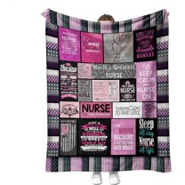 Nurse Gifts Soft Nurse Theme Blanket Nurses Week Gifts Microfiber Plush Sherpa Throw Blanket Nurse Gifts for Women Nurses Warm Cozy Fuzzy Nurse Blanket for Bed and Couch 50'' x 60''