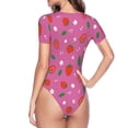 thumbnail image 4 of Naloa Strawberry Floral Women's Short-Sleeved Onesie, One-Piece Swimsuit for Parties, dates, clubs - X-Large, 4 of 9