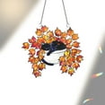 thumbnail image 2 of ViciArt Fall Leaves Black Cat Window Hanging, 4" Acrylic Autumn Suncatcher, Black Cat in White Planter, Stained Glass Style Cozy Fall Window Decor, 2 of 4