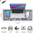thumbnail image 5 of Long Mouse Pads for Desk,Blue Ethnic Geometric Patchwork Pattern Desk Mats on Top Of Desks, Desk Mouse Pad Extra Large with 3mm Non-Slip Base and Stitched Edge for Gaming,Office,Work,Home 31.5"x11.8", 5 of 6