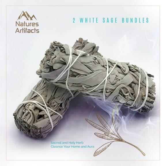 2 Pack - California White Sage Smudge Incense Sticks, 4-5 Inches, Sacred and Holy Herb, Grown and Packaged in USA