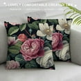 thumbnail image 3 of Creowell Floral Flowers Garden Night，Printed Throw Pillow Square Decorative Pillow for Sofa, Chair, Daybed，Pink Black, 3 of 5