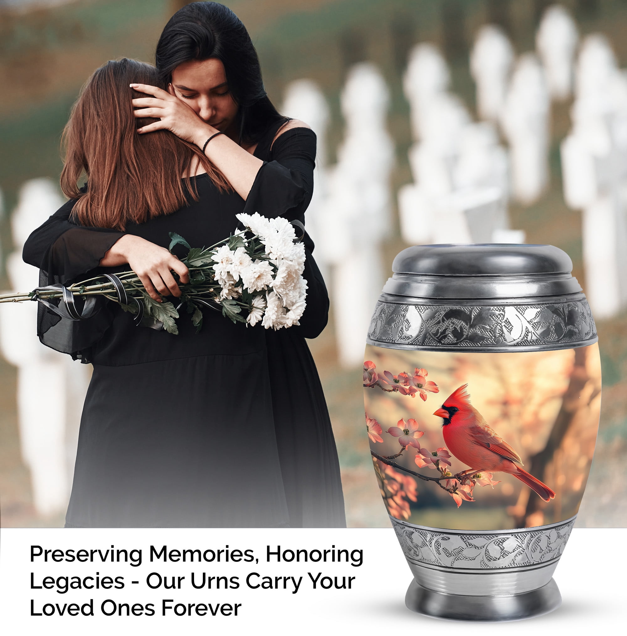 Yatskia Cardinal Bird Urn For Ashes For Women & Men, Cremation Urns For Human Ashes, (Monar Large, 10 Inch)