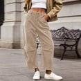 thumbnail image 2 of GEWSEY Womens Corduroy Pants High Waisted - Wide Leg Pant Casual Loose Trousers with Pocket Fall Winter Outfits (Khaki, XS), 2 of 6