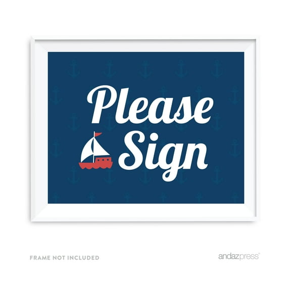 Please Sign Nautical Ocean Adventure Wedding Party Signs