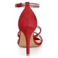 thumbnail image 4 of BLISSFUL STEP Women's Shoes Rhinestone Stiletto Heel Ankle Strap Sandals Red 6, 4 of 8