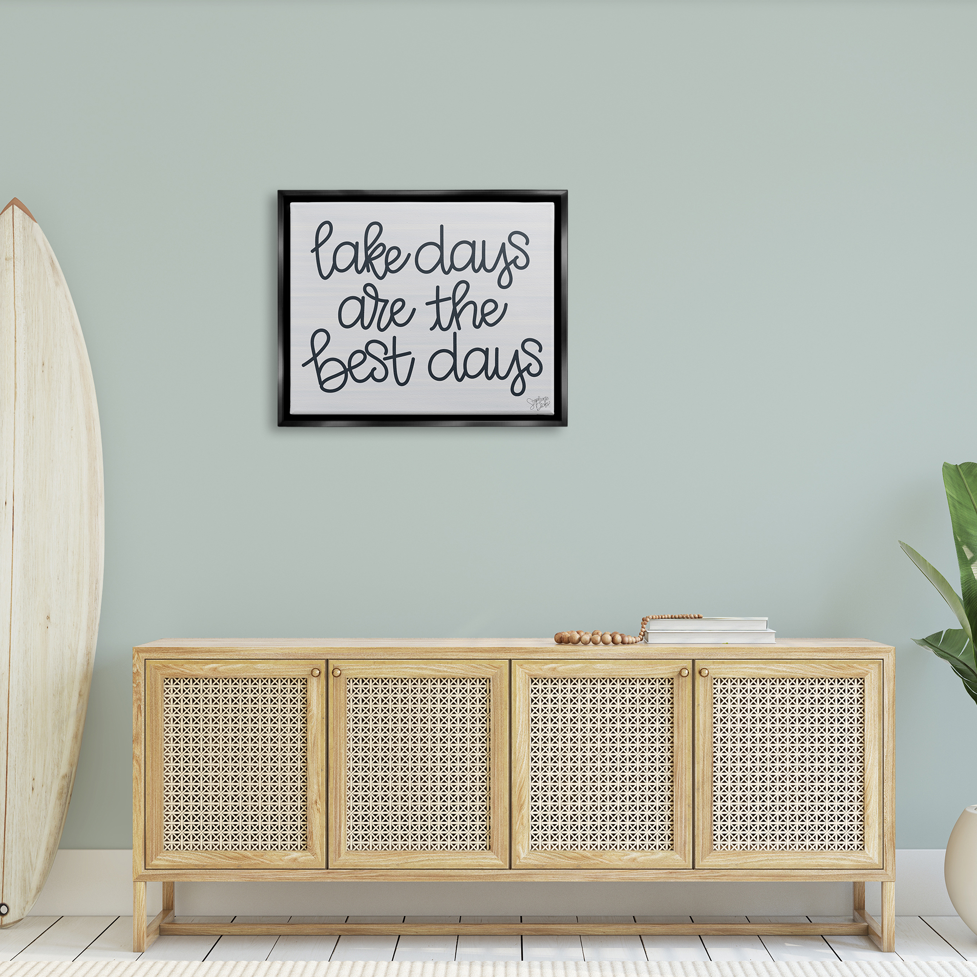 Stupell Lake Days Are Best Nautical Phrase Landscape Painting Black Floater Framed Art Print Wall Art