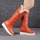 thumbnail image 4 of Botas de mujer con hebilla de cinturón, forro polar grueso, plataforma sin cordones, tacones medios, Color sólido, botas de nieve cálidas hasta la rodilla para invierno Wmkox8yii shkj790, 4 of 7