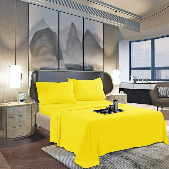 Elegant Comfort Silky-Soft 1800 Series - Wrinkle-Free 2-Piece Pillowcases, Standard Size, Yellow