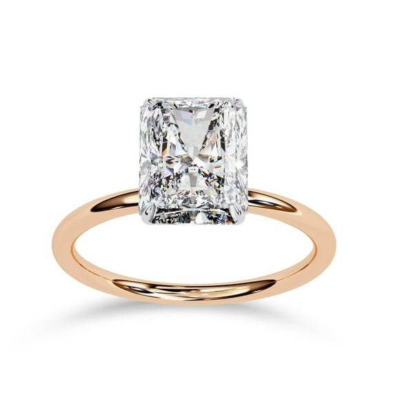 AFFY Solitaire Engagement Rings For Women, Center 9x7mm Radiant Cut Lab Created Moissanite Wedding Anniversary Ring in 10K Solid Rose Gold Size-10