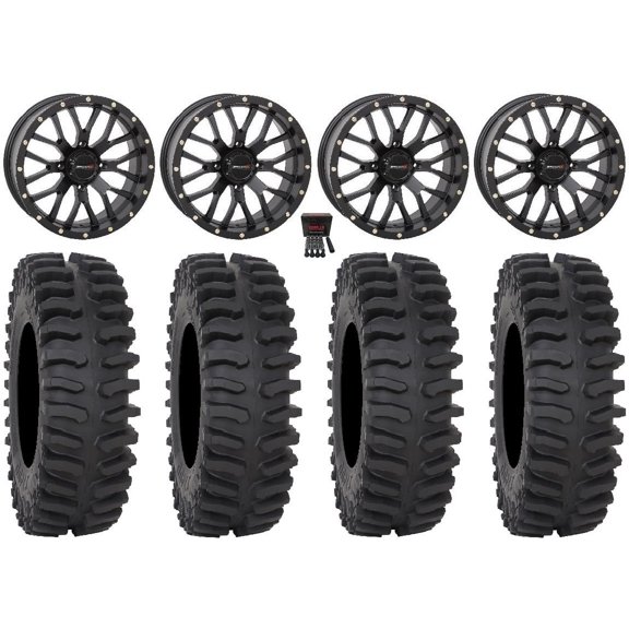 System 3 ST-3 18" Wheels Black 35" XT400 Tires Can-Am Commander Maverick Renegade Outlander Defender