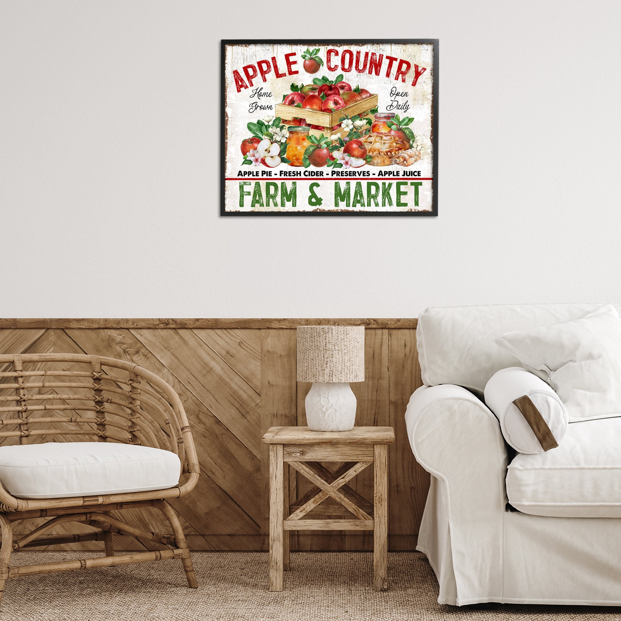 Stupell Industries Apple Country Market Holiday Painting Black Framed Art Prints Wall Art, 30 x 24