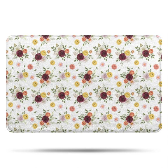 Pioneer Flower Floral Print Pattern Bathroom Rugs Mat, Non Slip Microfiber Bathroom Rug with Rubber Backing, Soft Mats for Bathroom Floor Tub Shower, 20"x32"