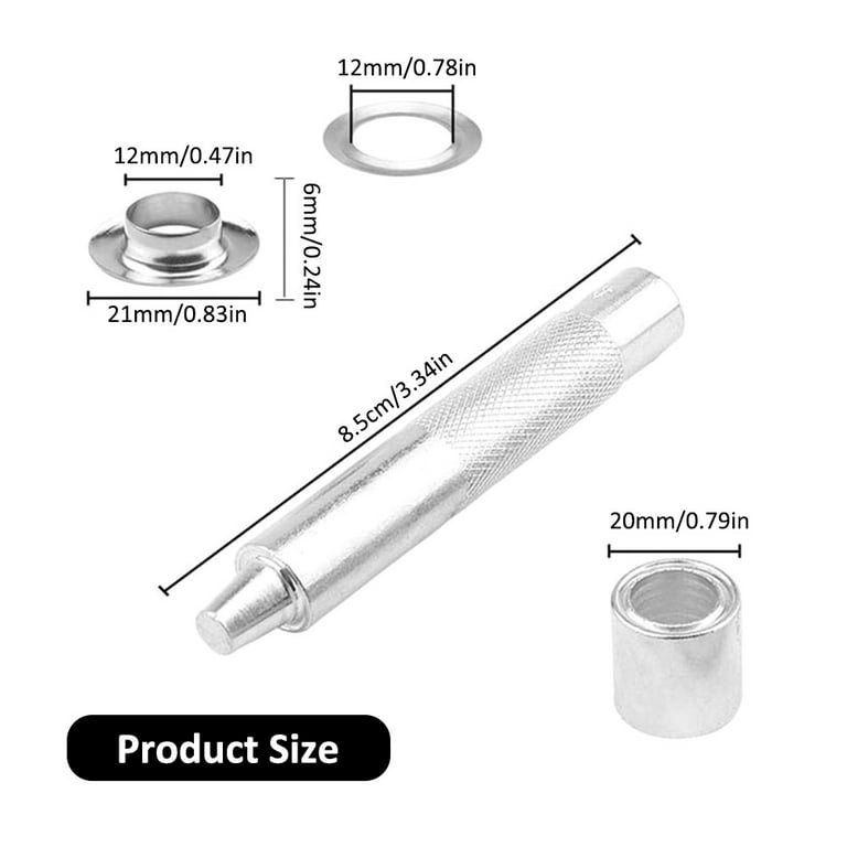 100pcs Fabric Eyelet Kit, 12mm Metal Eyelet Tool Kit for Canvas Tarp Tent  Sewing Repair