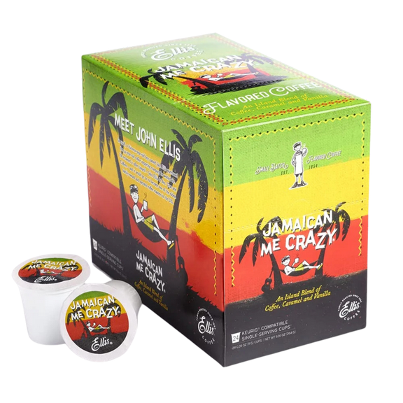 Ellis Coffee - Jamaican Me Crazy - Flavored Coffee – Single Serve Coffee Pods - For Use in Most K-cups and Keurig 2.0 Brewers - 24 Coffee Pods