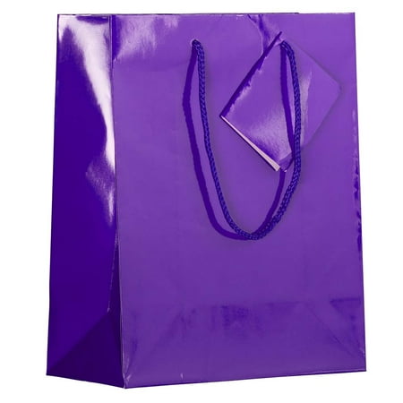 UPC: 0842497101255 | JAM Paper Glossy Gift Bags  8 x 10 x 4  Purple  6/Pack  Medium